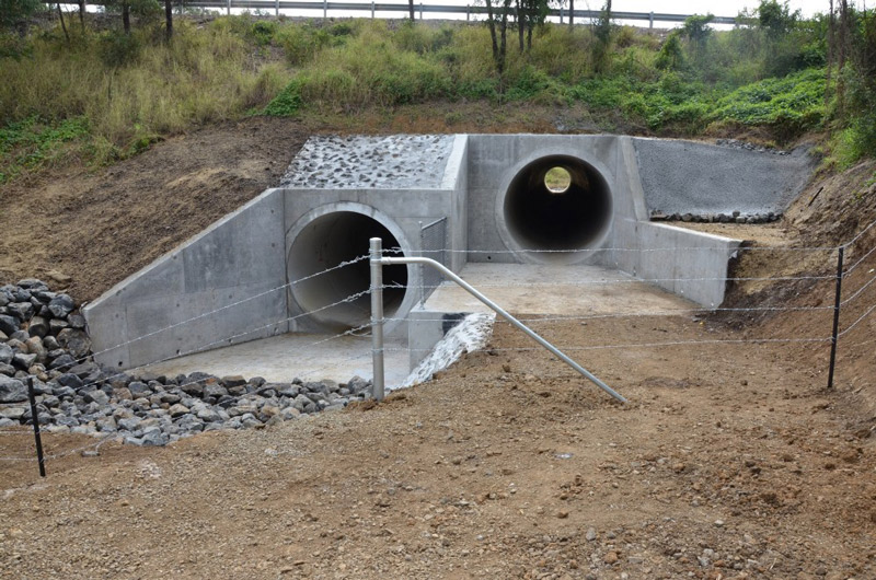 subcontracted construction of the Marburg Culvert end structure including Detailed Excavation of toe walls, Installation of Reinforcing, Erection of Formwork, Placement of Structural Concrete Form, Reo and Pour of concrete lined drains Backfill to Concrete structures, Landscaping of completed works, Installation of fencing